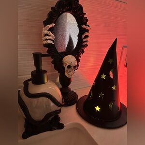 Halloween boudoir Bundle Vanity Mirror and snake soap dispenser